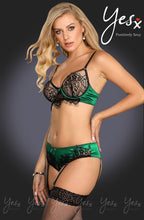 Load image into Gallery viewer, YesX YX957 Black/Emerald Bra Set
