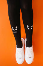 Load image into Gallery viewer, Zohara "Nice Kitty" White Print Tights