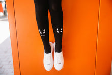 Load image into Gallery viewer, Zohara "Nice Kitty" White Print Tights