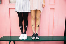 Load image into Gallery viewer, Zohara "Nice Kitty" White Print Tights