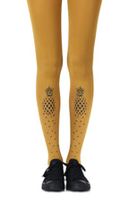 Load image into Gallery viewer, Zohara "If You Like Piña Coladas" Mustard Print Tights