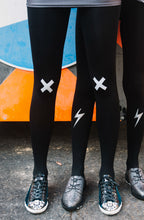 Load image into Gallery viewer, Zohara "Kiss And Tell" Light Grey Print Tights