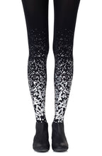 Load image into Gallery viewer, Zohara "Paint It Black" Grey Silver Print Tights