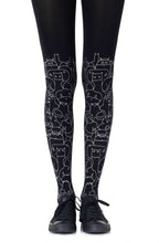 Load image into Gallery viewer, Zohara "Cat Lady" Light Grey Print Tights