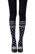 Load image into Gallery viewer, Zohara "Sock It To Me" Grey Silver Print Tights