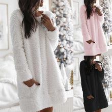 Load image into Gallery viewer, Autumn and Winter  Plush Skirt round Neck Simple Casual Straight-Leg Plush Skirt
