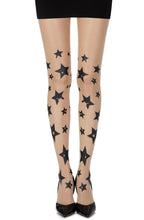 Load image into Gallery viewer, Zohara &quot;Shooting Stars&quot; Skin Sheer Print Tights
