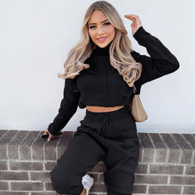Load image into Gallery viewer, All-Match Turtleneck Navel Sports Casual Simple Style Sweater Suit
