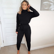 Load image into Gallery viewer, All-Match Turtleneck Navel Sports Casual Simple Style Sweater Suit
