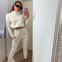 Load image into Gallery viewer, All-Match Turtleneck Navel Sports Casual Simple Style Sweater Suit
