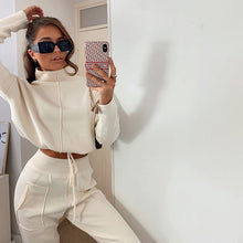 Load image into Gallery viewer, All-Match Turtleneck Navel Sports Casual Simple Style Sweater Suit
