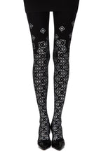 Load image into Gallery viewer, Zohara "Kaleidoscope" Black Print Tights
