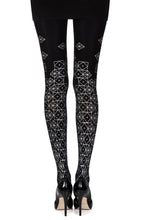 Load image into Gallery viewer, Zohara "Kaleidoscope" Black Print Tights

