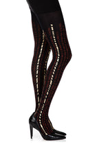 Load image into Gallery viewer, Zohara "Cross It" Burgundy/Gold Print Tights
