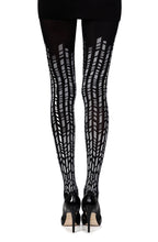 Load image into Gallery viewer, Zohara &quot;Cross It&quot; Black/Silver Print Tights
