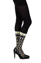 Load image into Gallery viewer, Zohara &quot;Happy Socks&quot; Black Print Tights
