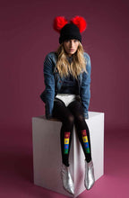 Load image into Gallery viewer, Zohara &quot;United Colors&quot; Black Print Tights
