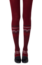 Load image into Gallery viewer, Zohara &quot;Zig Zag Walk&quot; Burgundy Print Tights
